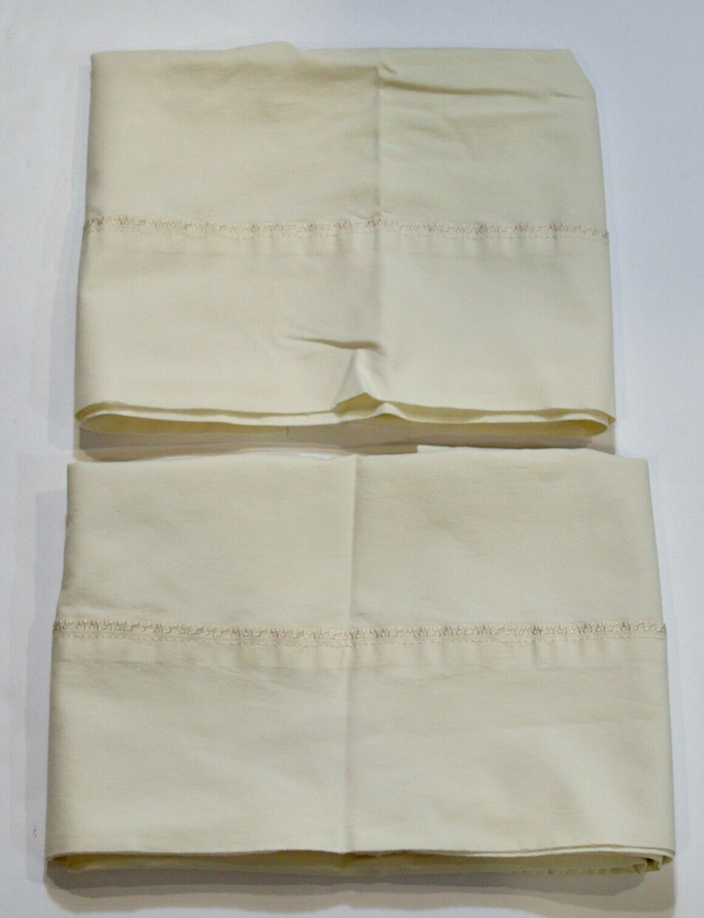 Bibb Pillowcase Pair Standard Beige Solid Cotton Blend Vintage